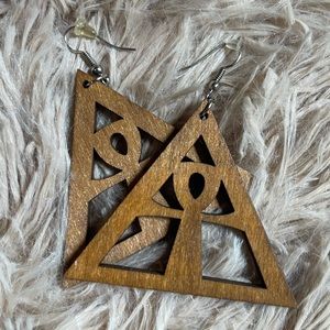 Wooden Ankh Earrings